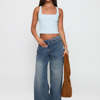 Paltrow Mid Rise Wide Leg Cargo Jeans Mid Blue Wash
