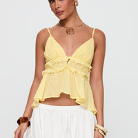 Blondelle Frill Detail Top Yellow