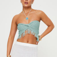 Kovac Reversible Fringe Tube Top Blue
