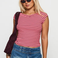 Both Still Young V Neck Top Red