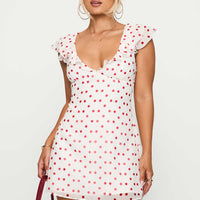 I Guess So Mini Dress White / Burgundy