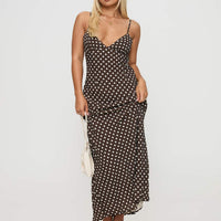 Jorjana Polka Maxi Dress Brown / White