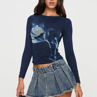 Allure 90's Mini Skort Faded Denim