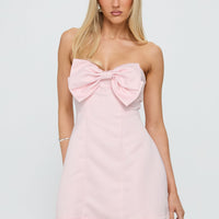 Genevie Strapless Bow Bust Mini Dress Light Pink