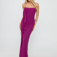 Syrina Cowl Neck Scarf Maxi Dress Berry