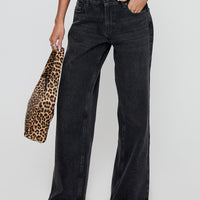 Serenitia Mid Rise Straight Leg Jeans Washed Black Petite