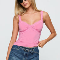 Know Better Lace Trim Top Pink