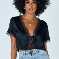 Vintage Tie Up Top Black