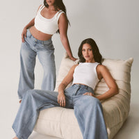 Naylor Mid Rise Wide Leg Jeans Light Blue Wash