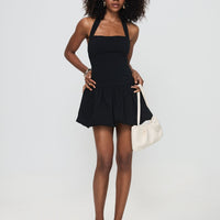 Gigli Bubble Hem Mini Dress Black