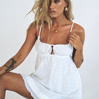 Empress of Love Mini Dress White Embroidery