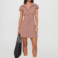 Kavira Tie Bust Shirt Dress Red Gingham