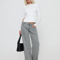Ellanor Low Rise Straight Leg Jean Washed Grey