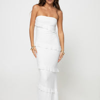 Lasher Strapless Maxi Dress White