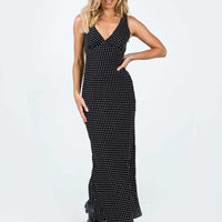 Nellie Maxi Dress Black Polka Dot