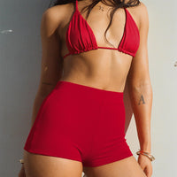 Ezrah Ribbed Shorts Red
