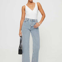 Fawcett High Rise Straight Leg Jeans Light Blue Wash