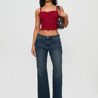 Essentials Ruched Rib Cami Top Red