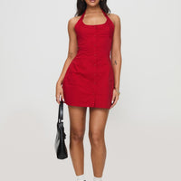 Mallorie Halter Mini Dress Red