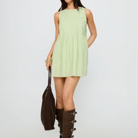 Dreamboat Pleated Mini Dress Matcha