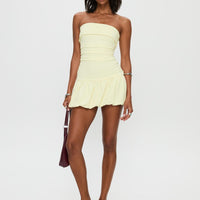 Mousse Strapless Mini Dress Lemon