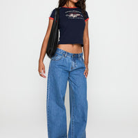Supercut Low Rise Baggy Pleat Jeans Mid Blue