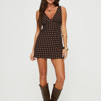 Nellie Mini Dress Brown Polka Dot