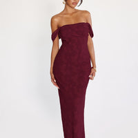 Azura Off The Shoulder Maxi Dress Burgundy