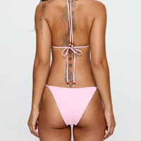 Glora Tie Side Beaded Bikini Bottom Pink