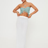 Kovac Reversible Fringe Tube Top Blue