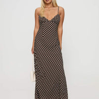 Jorjana Polka Maxi Dress Brown / White