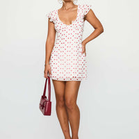 I Guess So Mini Dress White / Burgundy