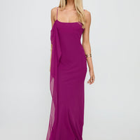 Syrina Cowl Neck Scarf Maxi Dress Berry