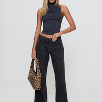 Serenitia Mid Rise Straight Leg Jeans Washed Black Petite