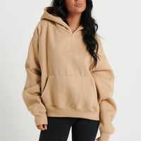 Unisex Roman Cropped Drop Hoodie Stone