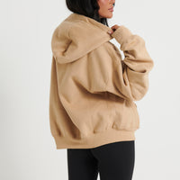 Unisex Roman Cropped Drop Hoodie Stone