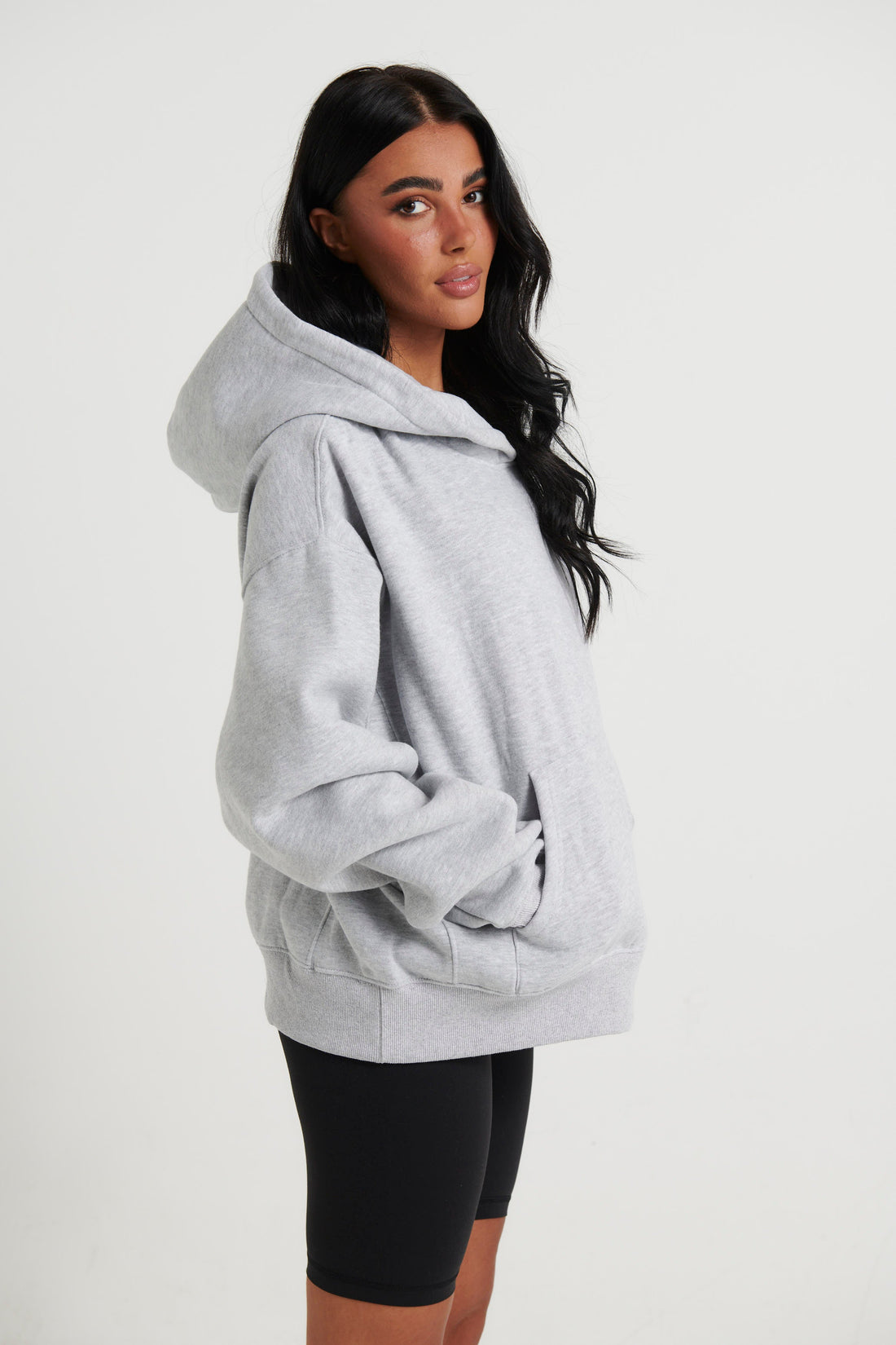Unisex Roman Cropped Drop Hoodie Grey