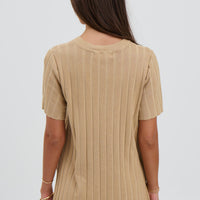 Leighton Ribbed Top Sand