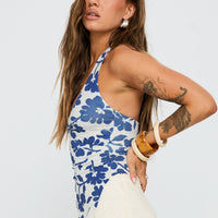 Chilli Halter Top Blue Floral