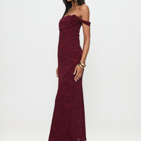 Azura Off The Shoulder Maxi Dress Burgundy