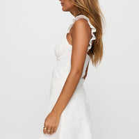 Beacall Embroidered Mini Dress White