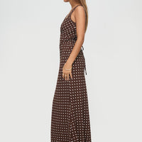 Nellie Maxi Dress Brown Polka Dot