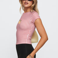 Marcello Graphic Top Red Check
