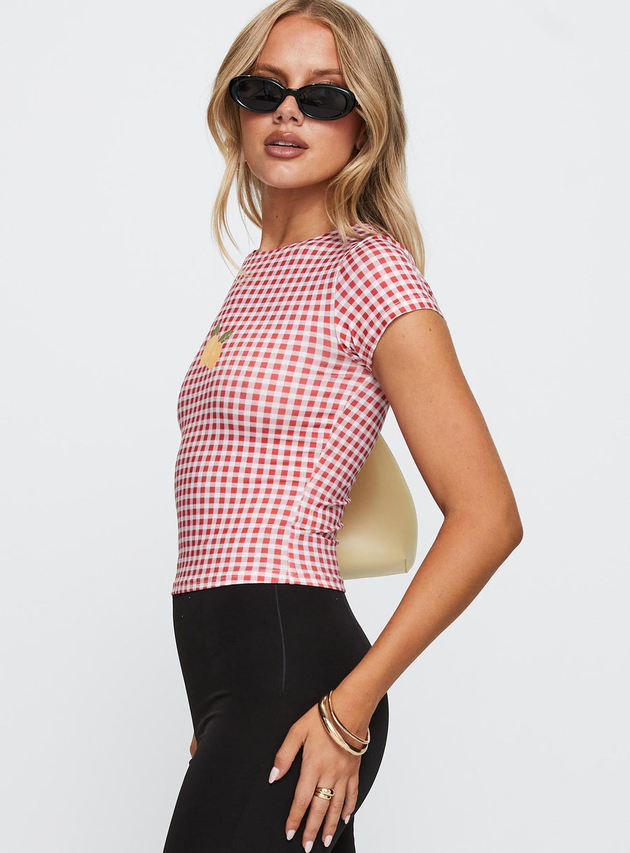 Marcello Graphic Top Red Check