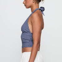 Whimsy Halter Top Navy Gingham