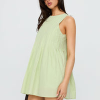 Dreamboat Pleated Mini Dress Matcha