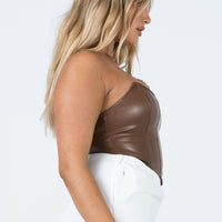 Jessica PU Bustier Brown