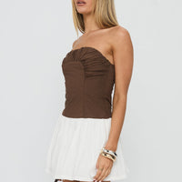 Sicialia Strapless Mini Dress Brown / White