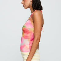 Roller Coaster Bead Detail Top Multi Floral