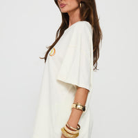 Kawabunga Oversized Graphic Top Cream